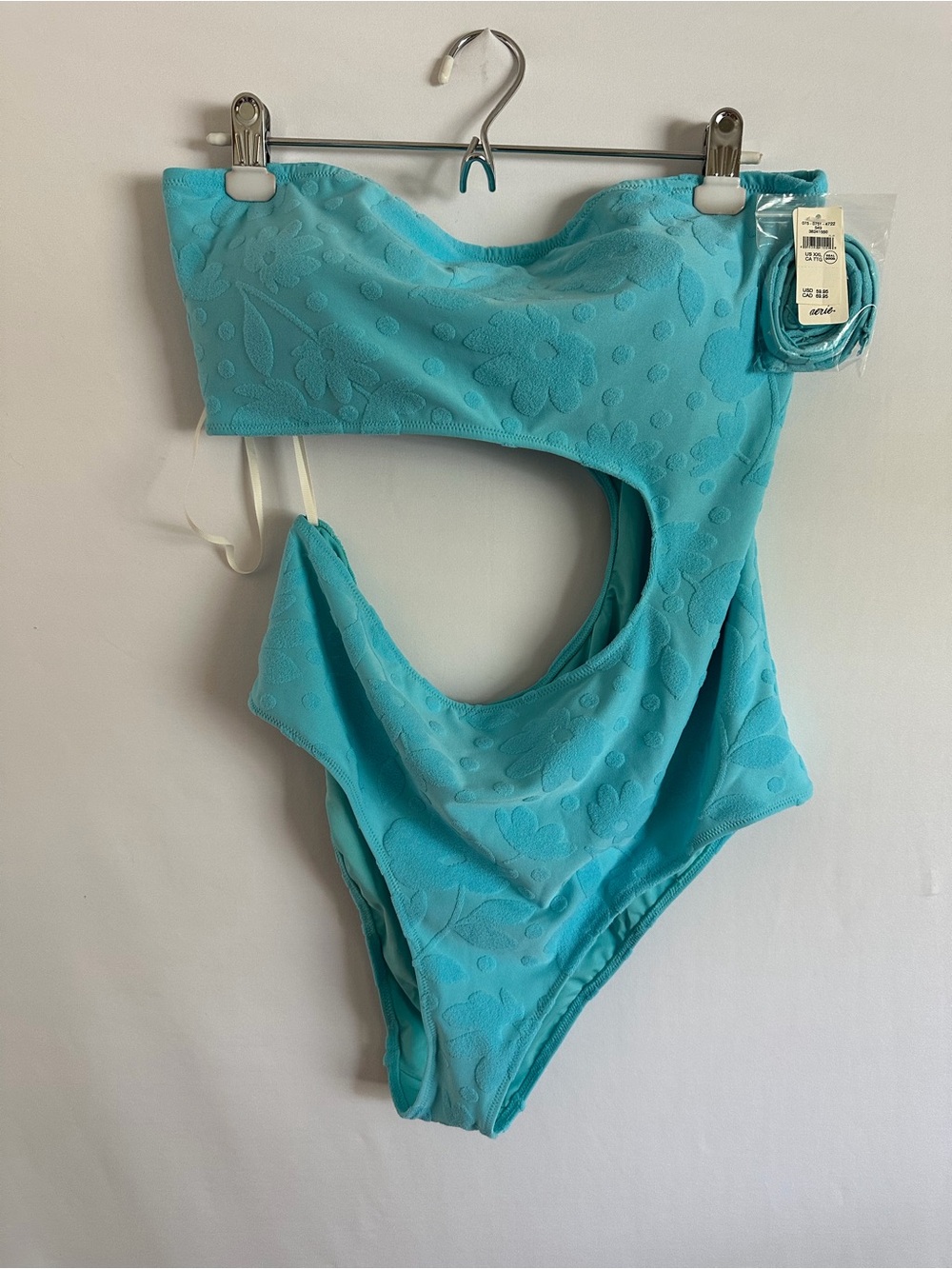 Aerie Terry Cut Out Strapless One Piece XXL Women’s Textured Swimwear Trendy